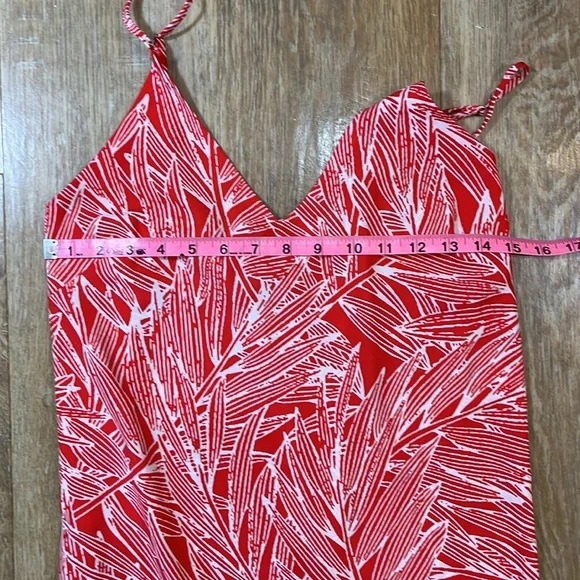 Vici Red White Palm Print Maxi Dress Sleeveless EUC Women's Small S Leg Slit - Picture 14 of 15